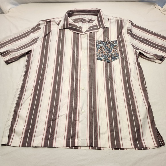 Abercrombie & Fitch Men's Short Sleeve Striped Button Up Shirt  Size L - Picture 1 of 10